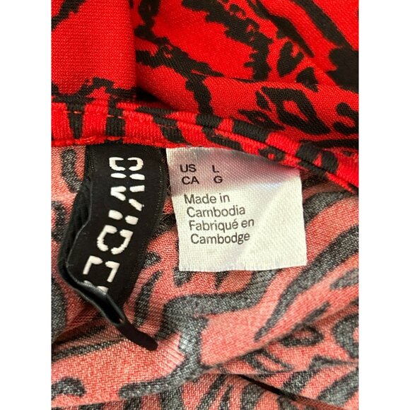 Divided Women's Red Black Animal Print Dress Size Large Spaghetti Strap Y2K - Picture 4 of 5